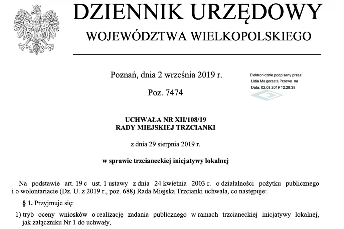 Porządek obrad sesji Rady Miejskiej Trzcianki 30.11.2023 r.
